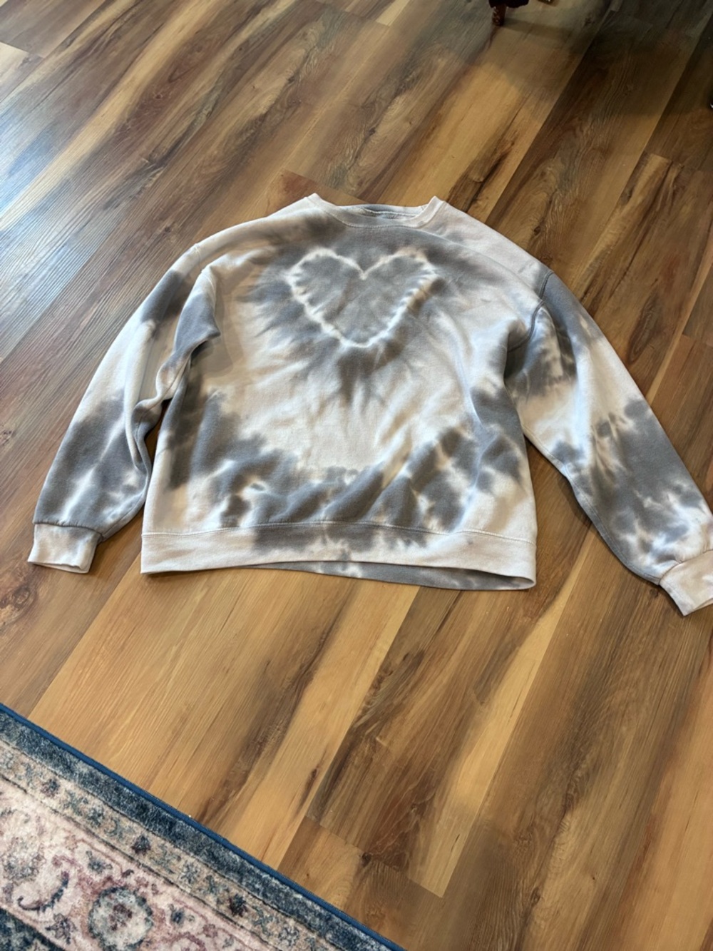 Urban Outfitters Gray & Cream Tie-Dye Heart Sweatshirt